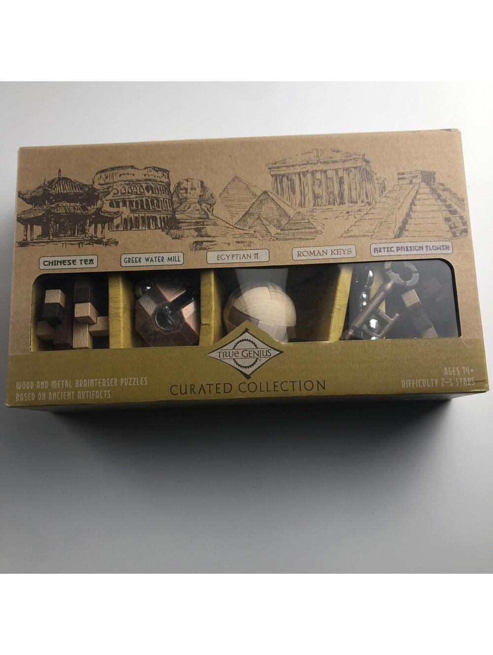 True Genius 5 Curated Collection Brainteaser Puzzles, Wood & Metal